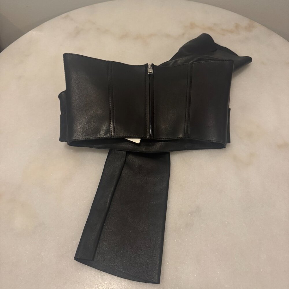 NWT Alexander McQueen Draped Knot Bow Leather Bustier Corset Top - Picture 7 of 16